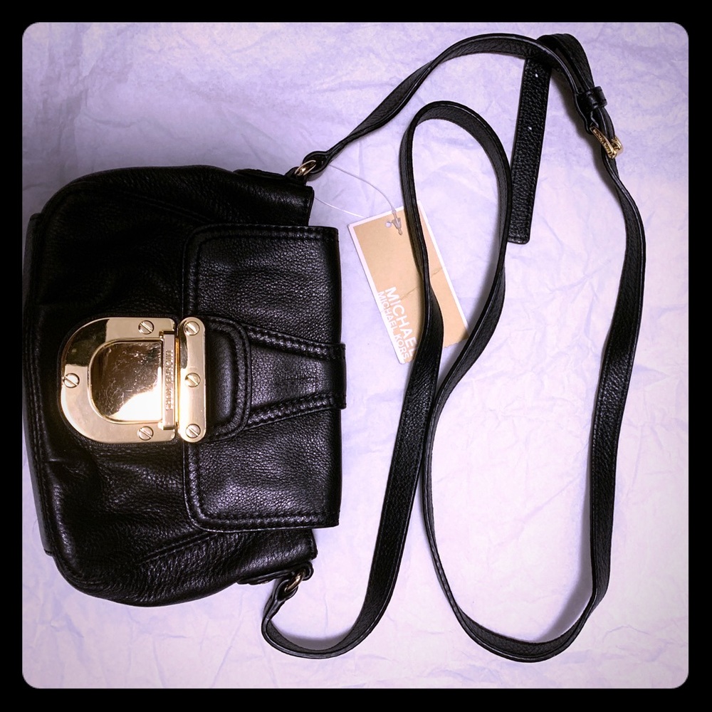 Michael Kors Black Leather Cross Body Bag
